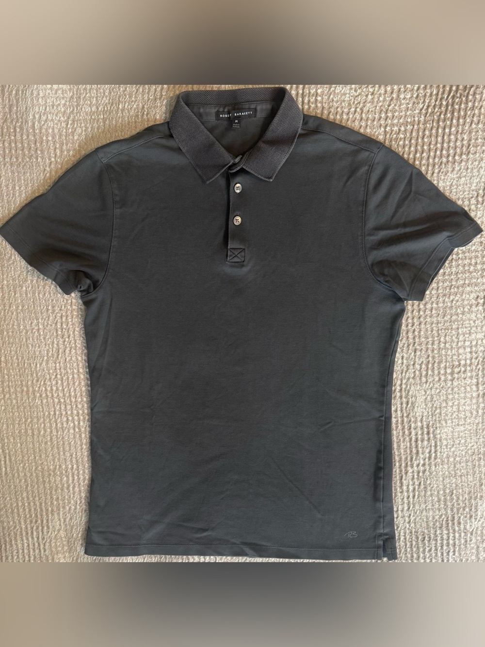 Robert Barakett The Barakett Polo Charcoal Gray Pima Cotton Shirt Mens M